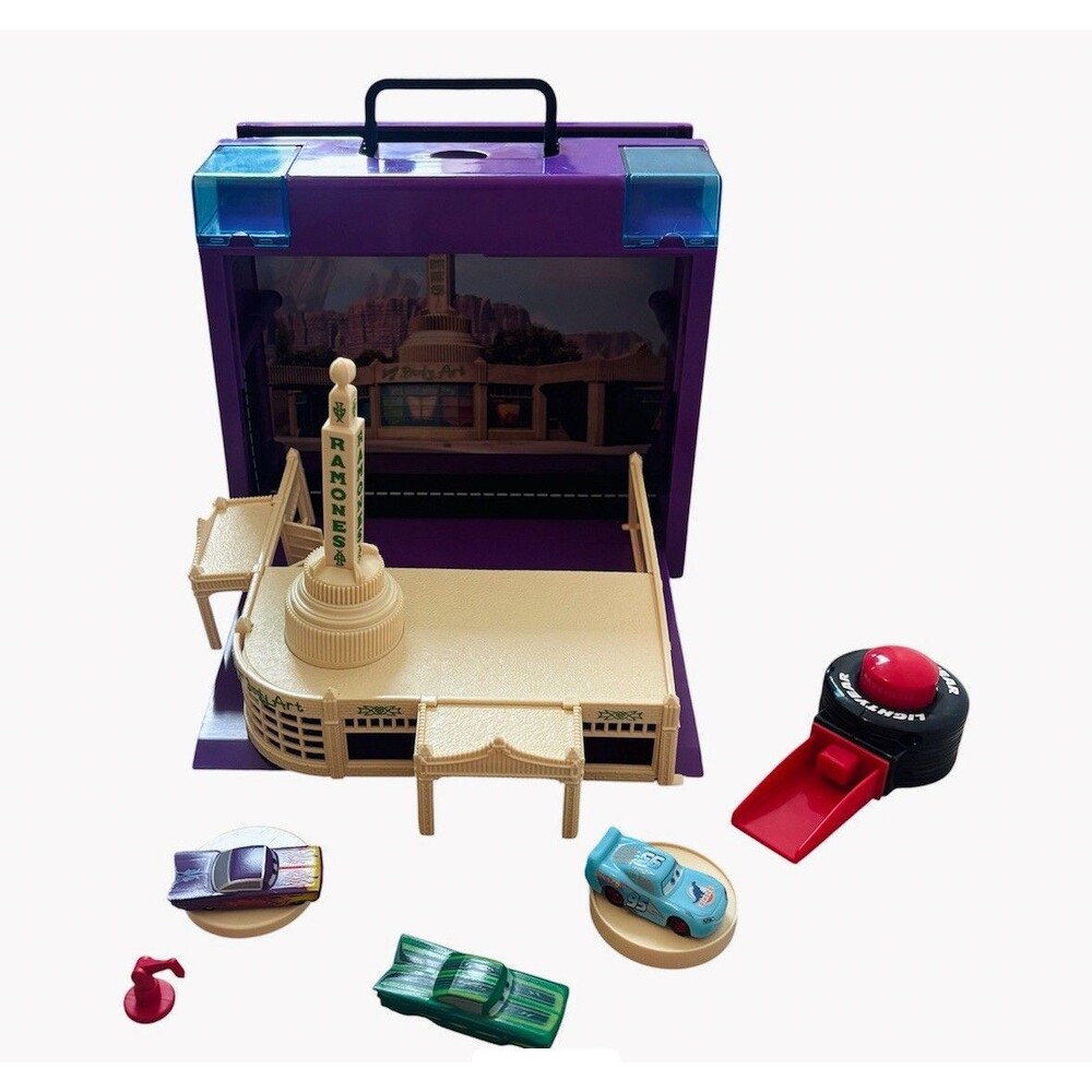 Disney Pixar Cars Radiator Springs Racetrack Carry Case Set Doc Hudson Lightning